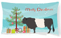 Belted Galloway Cow Christmas Decorative Throw Pillow 12x16 Indoor Outdoor Accent Cushion, Fabric Cover with Insert for Sofa, Bed, Porch & Living Room