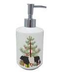 Belted Galloway Cow Christmas Ceramic Soap Dispenser , Empty Refillable Hand Soap Pump Bottle for Bathroom Kitchen