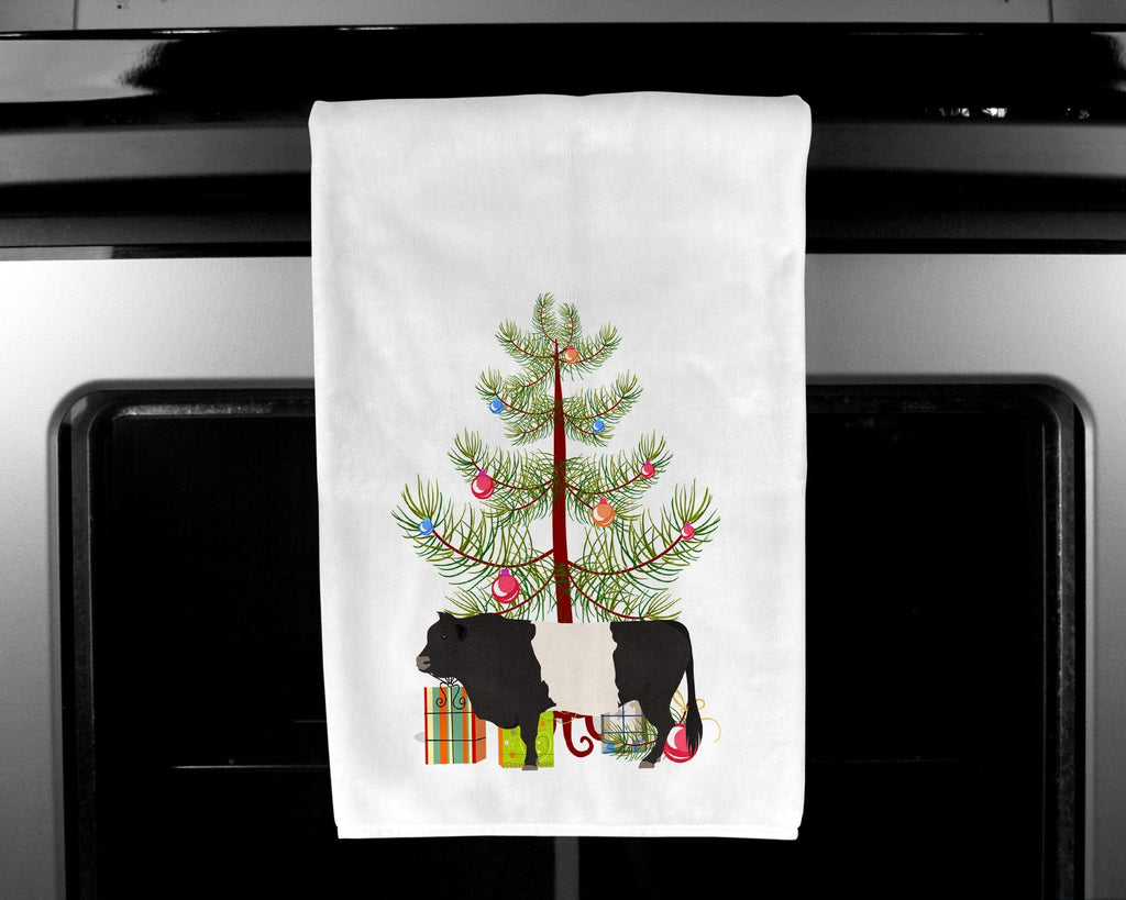 Belted Galloway Cow Christmas Kitchen Towel Set of 2 White Dish Towels Decorative Bathroom Hand towel for Hand, Face, Hair, Yoga, Tea, Dishcloth, 19 X 28", White