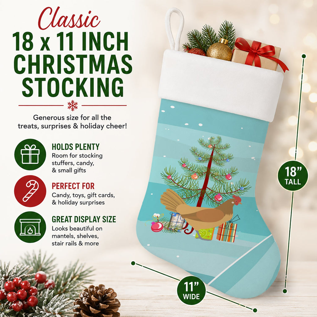 Frisian Friesian Chicken Christmas Holiday Stocking Double-Sided Print, Polyester Suede,11x18, Made in USA