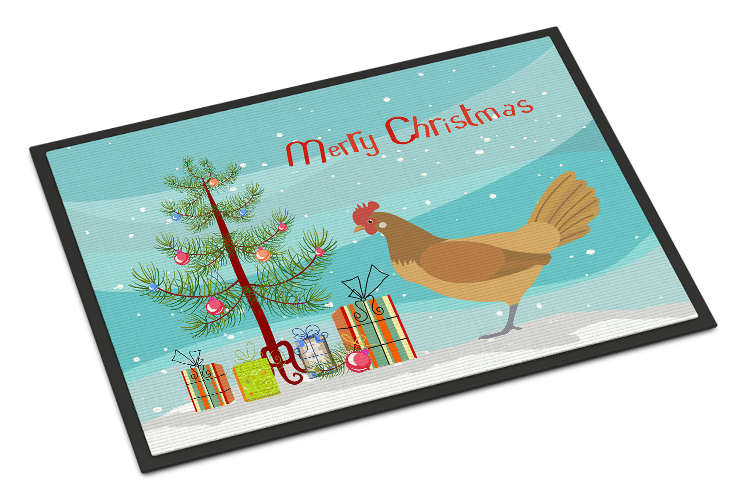 Frisian Friesian Chicken Christmas Doormat Indoor Outdoor 24H X 36W Front Door Mat Rugs for Entryway, Non Slip Washable Low Pile,