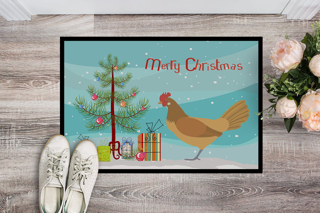Frisian Friesian Chicken Christmas Doormat Indoor Outdoor 24H X 36W Front Door Mat Rugs for Entryway, Non Slip Washable Low Pile,
