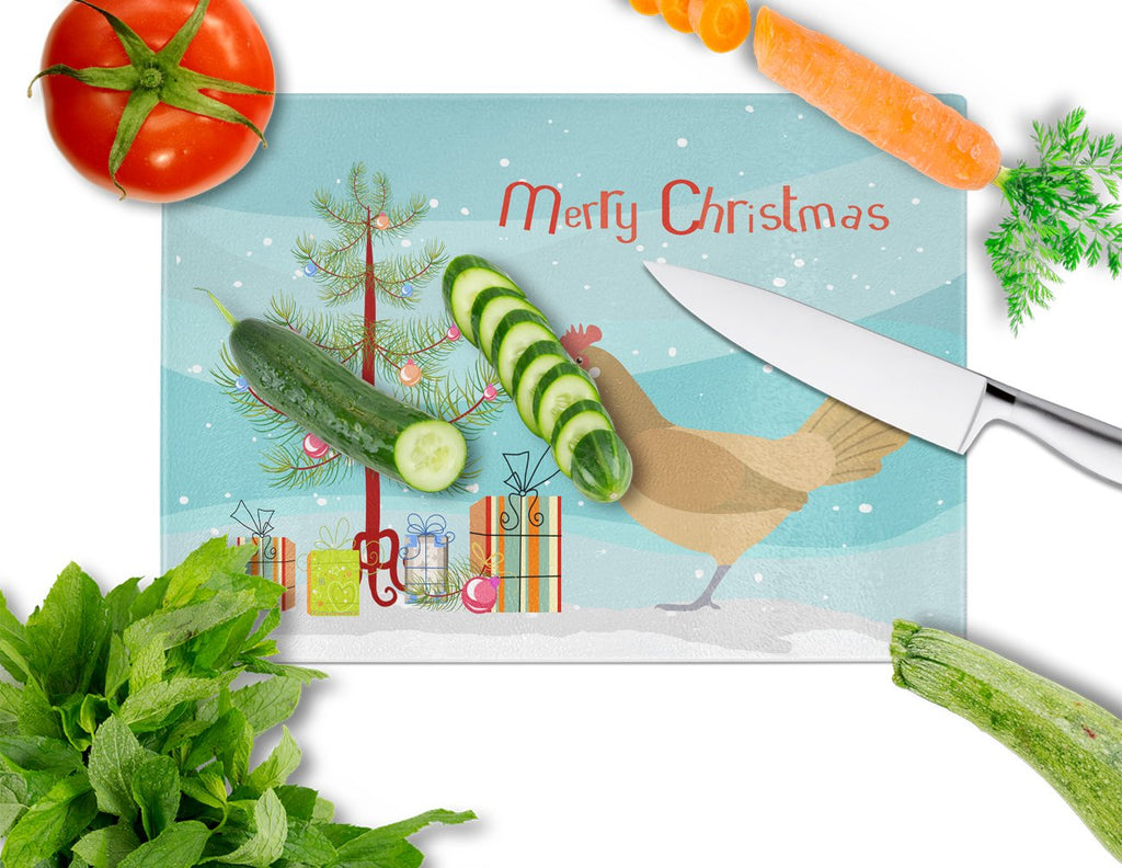 Frisian Friesian Chicken Christmas Cutting Board Tempered Glass Kitchen Cutting Surface, Heat Resistant Chopping, Non-Slip Feet, Food Prep & Serving