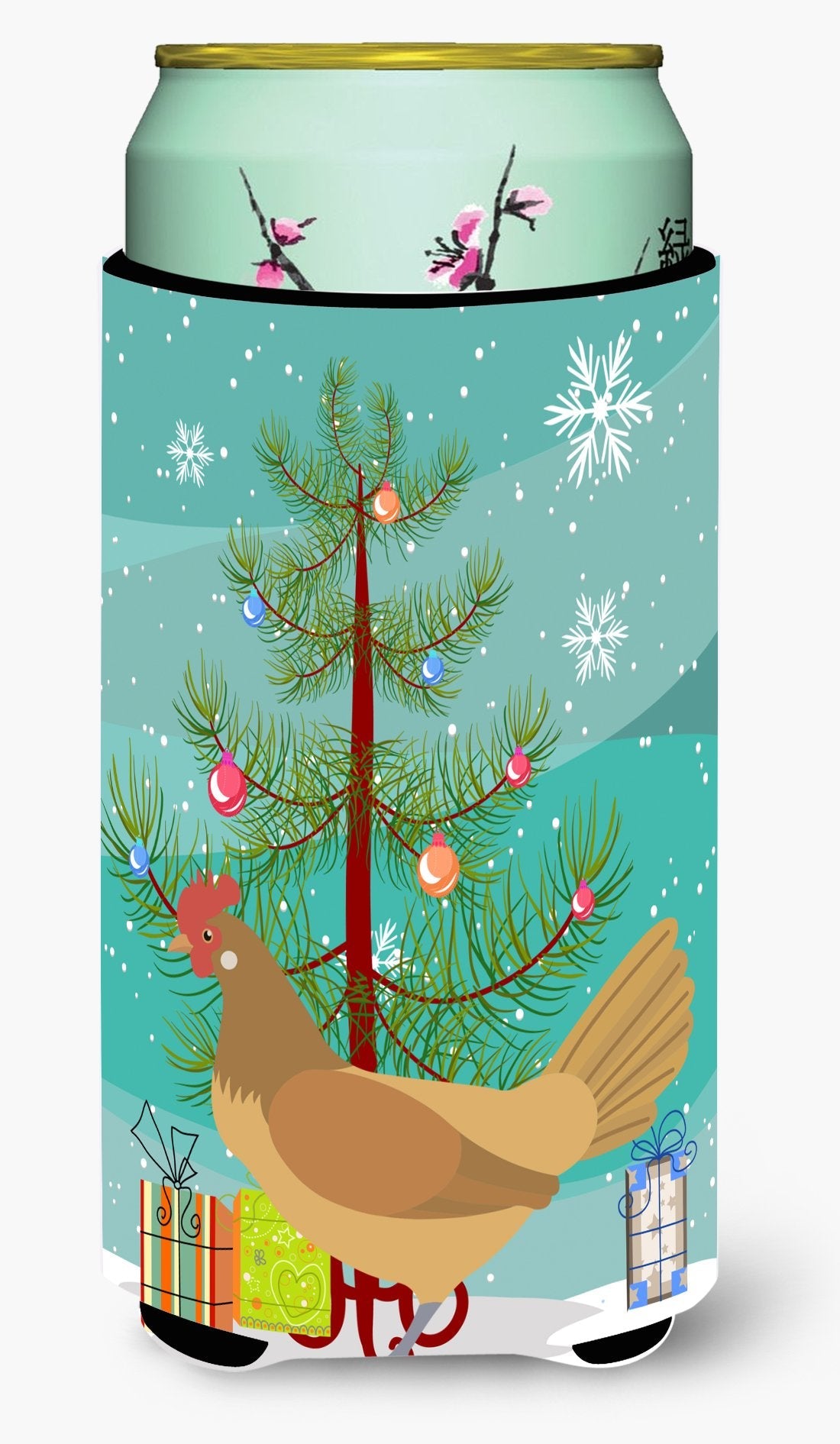 Frisian Friesian Chicken Christmas Tall Boy Hugger Can Cooler Sleeve Machine Washable Drink Collapsible Insulator Beverage Insulated Holder
