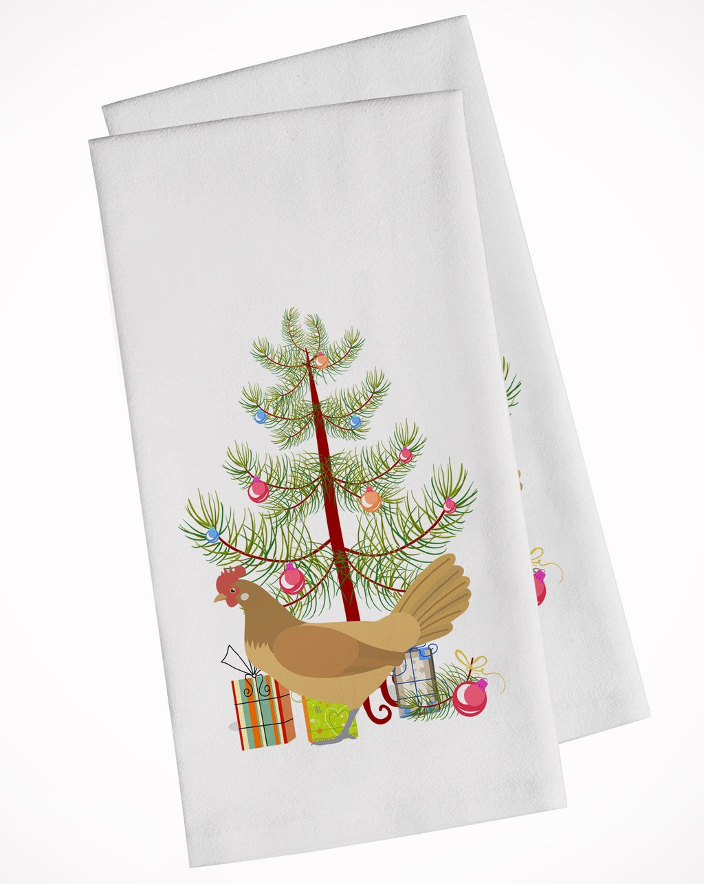 Frisian Friesian Chicken Christmas Kitchen Towel Set of 2 White Dish Towels Decorative Bathroom Hand towel for Hand, Face, Hair, Yoga, Tea, Dishcloth, 19 X 28", White