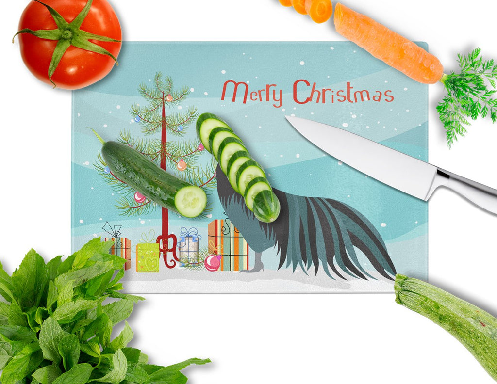 Sumatra Chicken Christmas Cutting Board Tempered Glass Kitchen Cutting Surface, Heat Resistant Chopping, Non-Slip Feet, Food Prep & Serving