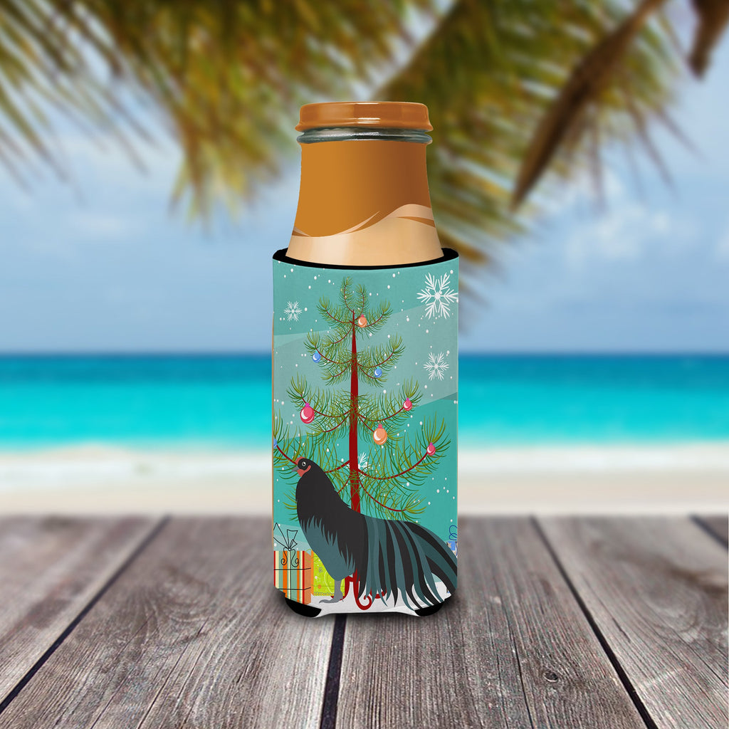Sumatra Chicken Christmas Slim Can Hugger , Insulated Foam Hugger for 12 oz Slim Cans, Beer Bottles & Water Bottles, Printed in USA