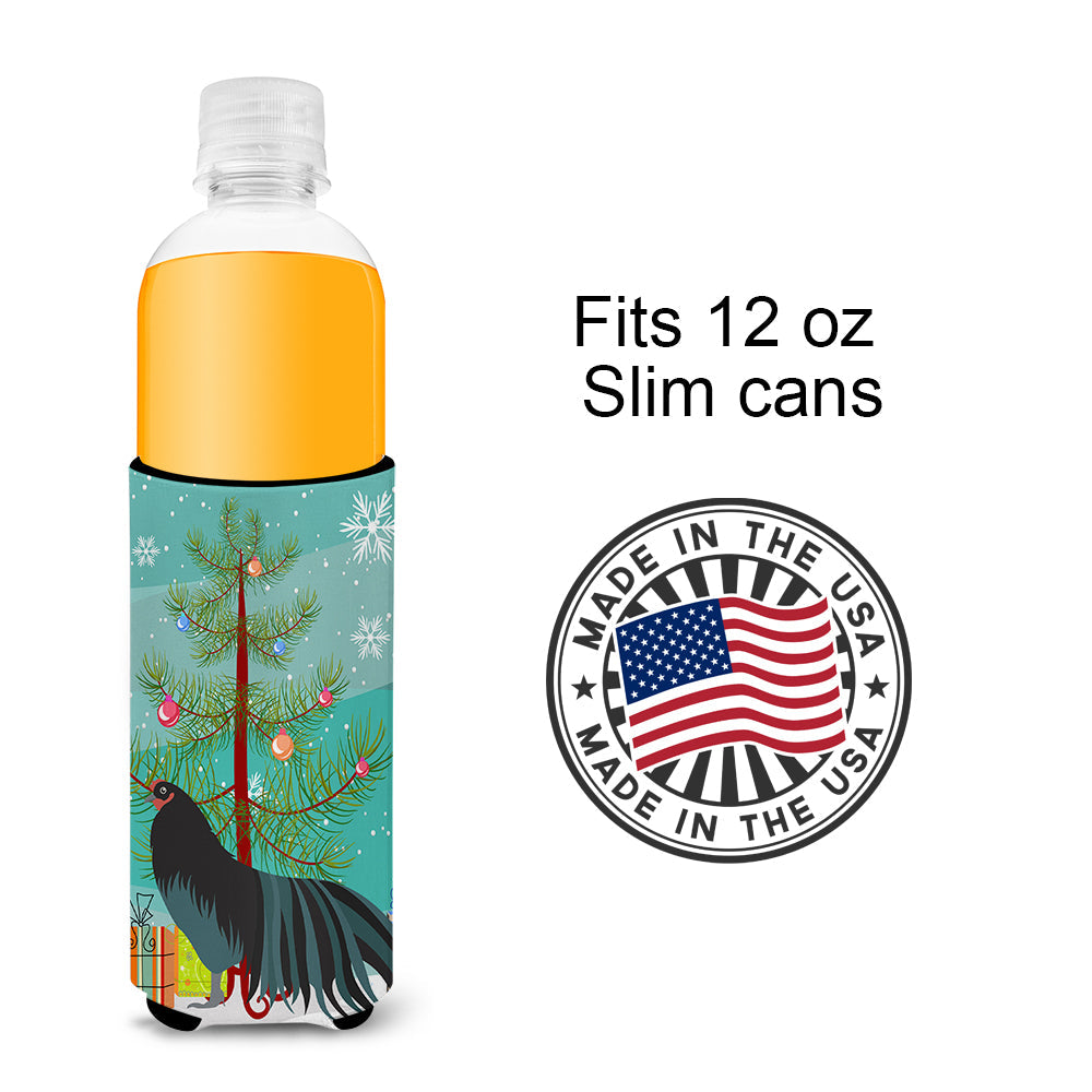 Sumatra Chicken Christmas Slim Can Hugger , Insulated Foam Hugger for 12 oz Slim Cans, Beer Bottles & Water Bottles, Printed in USA
