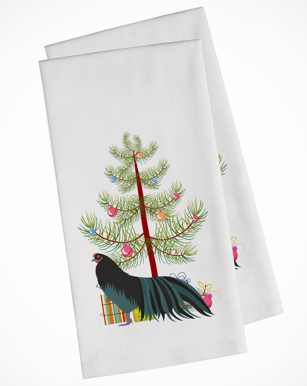 Sumatra Chicken Christmas Kitchen Towel Set of 2 White Dish Towels Decorative Bathroom Hand towel for Hand, Face, Hair, Yoga, Tea, Dishcloth, 19 X 28", White