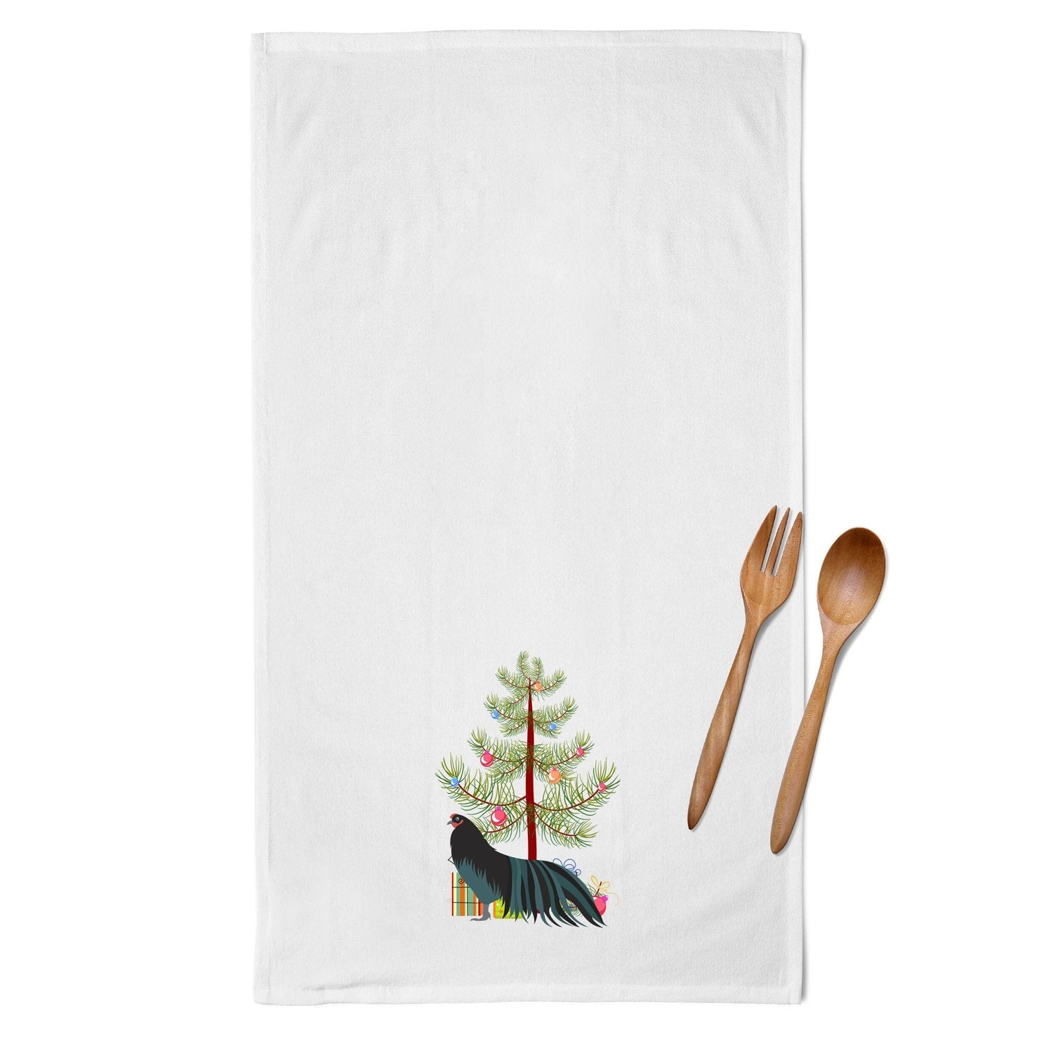 Sumatra Chicken Christmas Kitchen Towel Set of 2 White Dish Towels Decorative Bathroom Hand towel for Hand, Face, Hair, Yoga, Tea, Dishcloth, 19 X 28", White