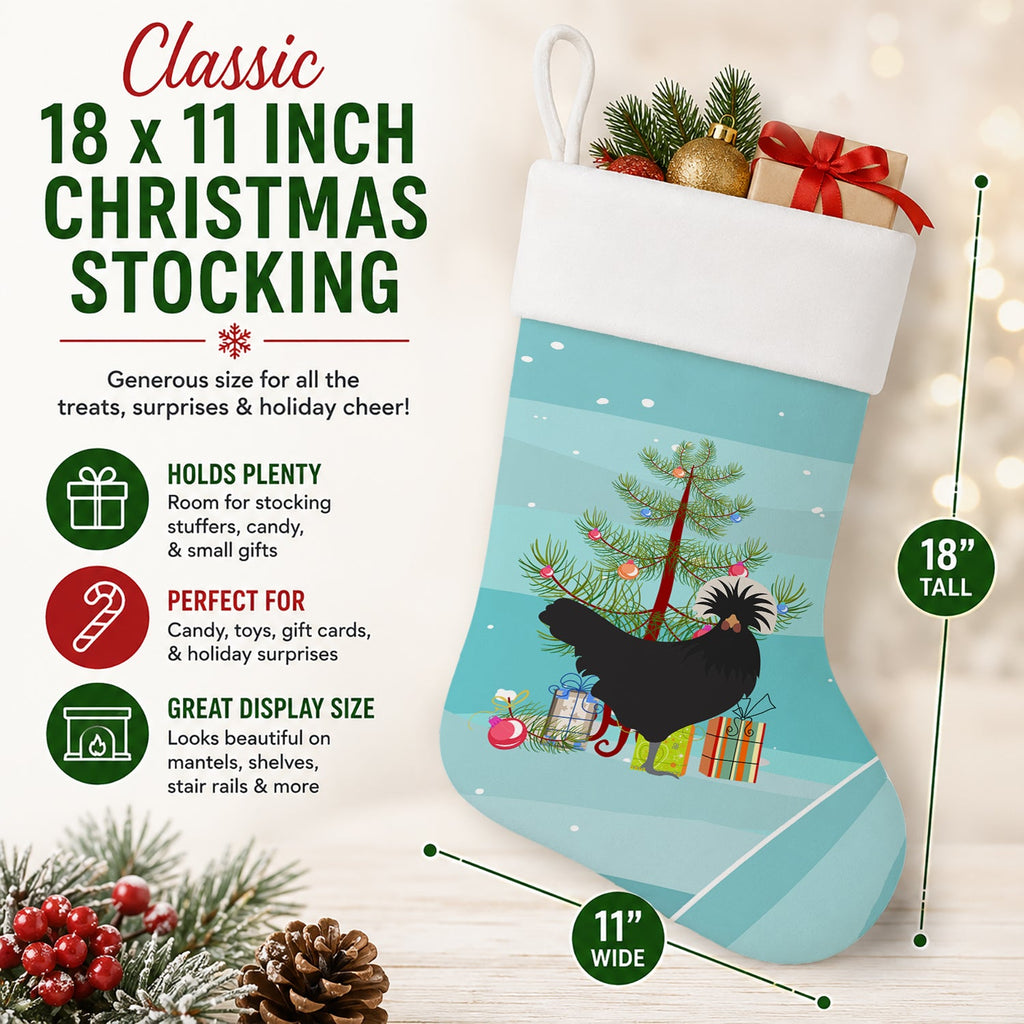 Polish Poland Chicken Christmas Holiday Stocking Double-Sided Print, Polyester Suede,11x18, Made in USA
