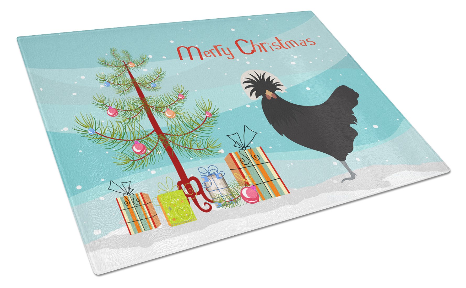 Polish Poland Chicken Christmas Cutting Board Tempered Glass Kitchen Cutting Surface, Heat Resistant Chopping, Non-Slip Feet, Food Prep & Serving