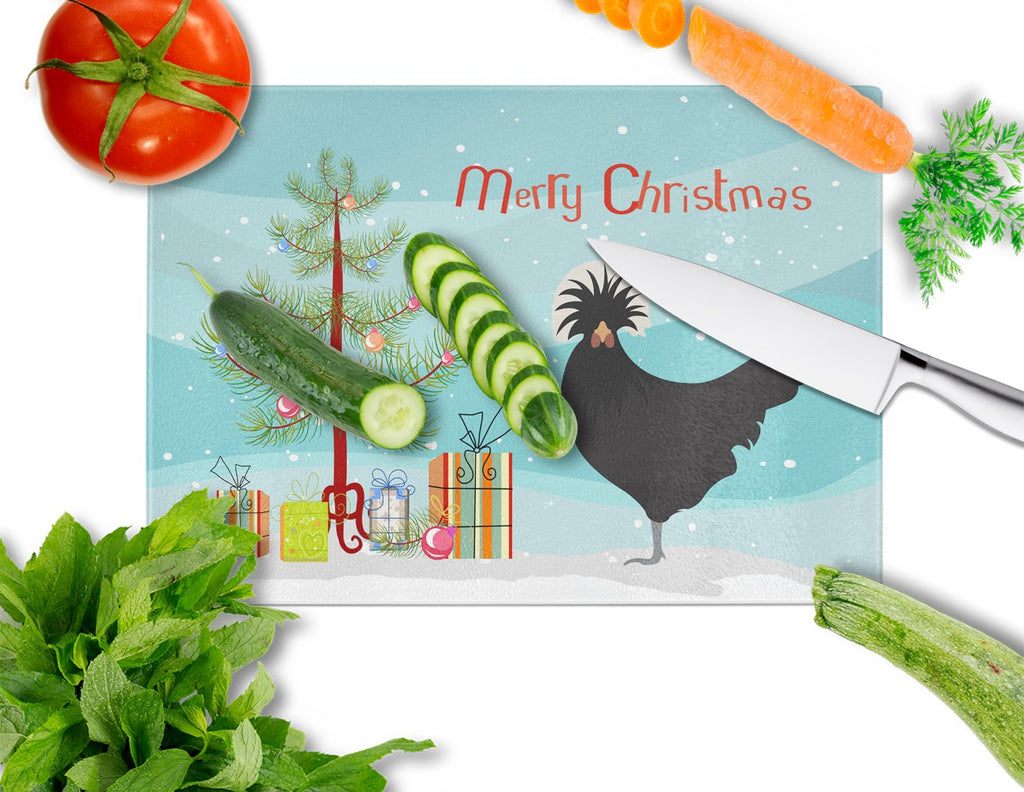 Polish Poland Chicken Christmas Cutting Board Tempered Glass Kitchen Cutting Surface, Heat Resistant Chopping, Non-Slip Feet, Food Prep & Serving