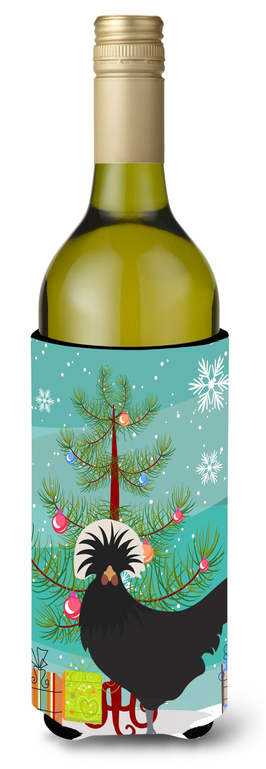 Polish Poland Chicken Christmas Wine Bottle Hugger Gift Sleeve for Standard 750 ml Bottles, Insulated Reusable Also Fits Mini Shot & Pint Bottles