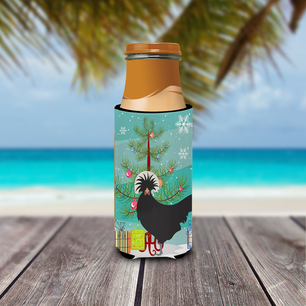 Polish Poland Chicken Christmas Slim Can Hugger , Insulated Foam Hugger for 12 oz Slim Cans, Beer Bottles & Water Bottles, Printed in USA