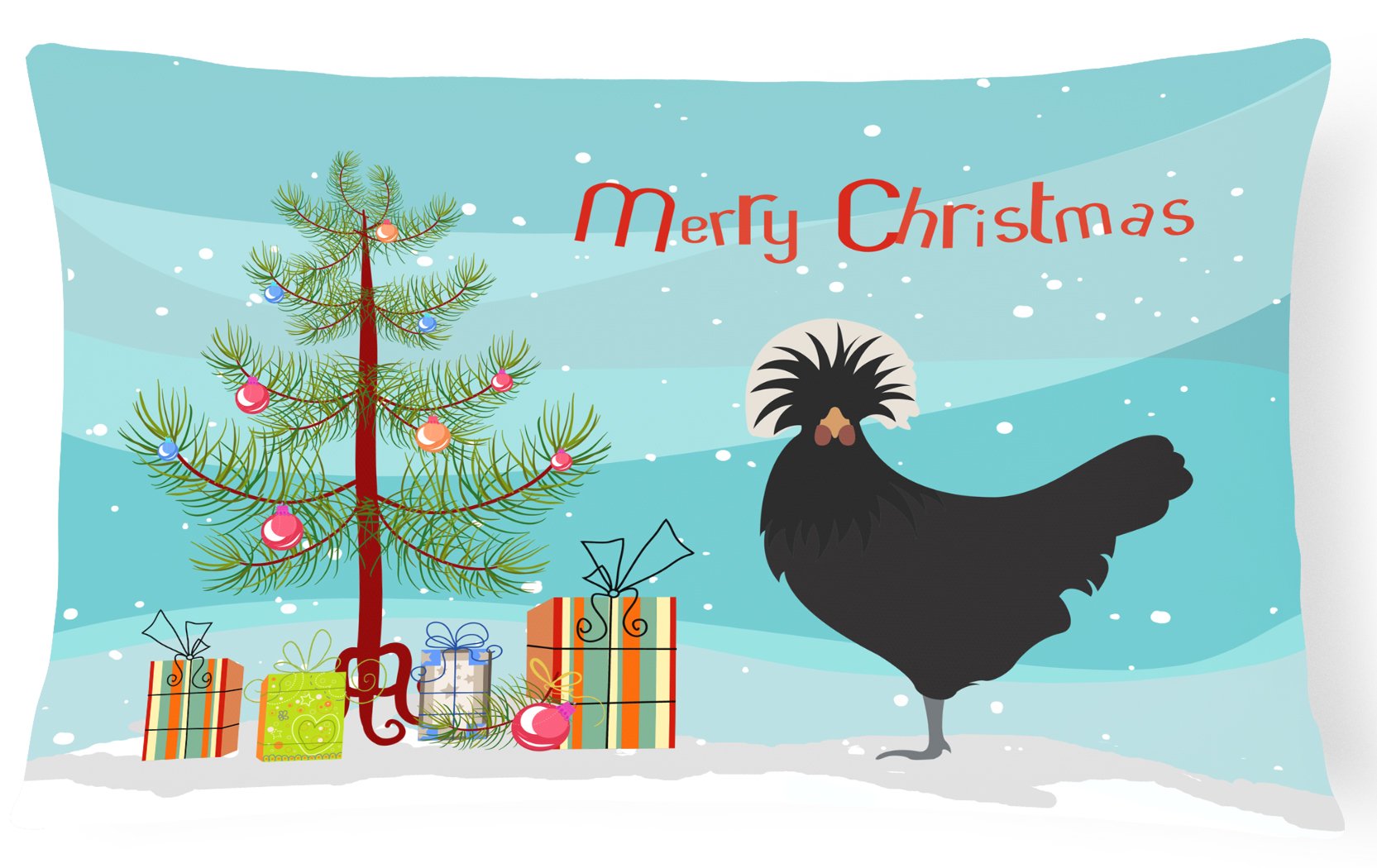Polish Poland Chicken Christmas Decorative Throw Pillow 12x16 Indoor Outdoor Accent Cushion, Fabric Cover with Insert for Sofa, Bed, Porch & Living Room