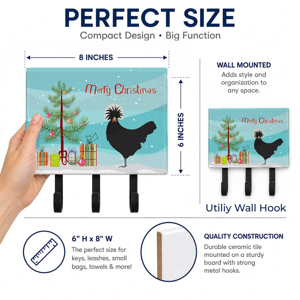 Polish Poland Chicken Christmas Leash or Key Holder Wall Hooks, Coat Rack Wall Mount, for Hanging Keys, Towels, Aprons, Leashes
