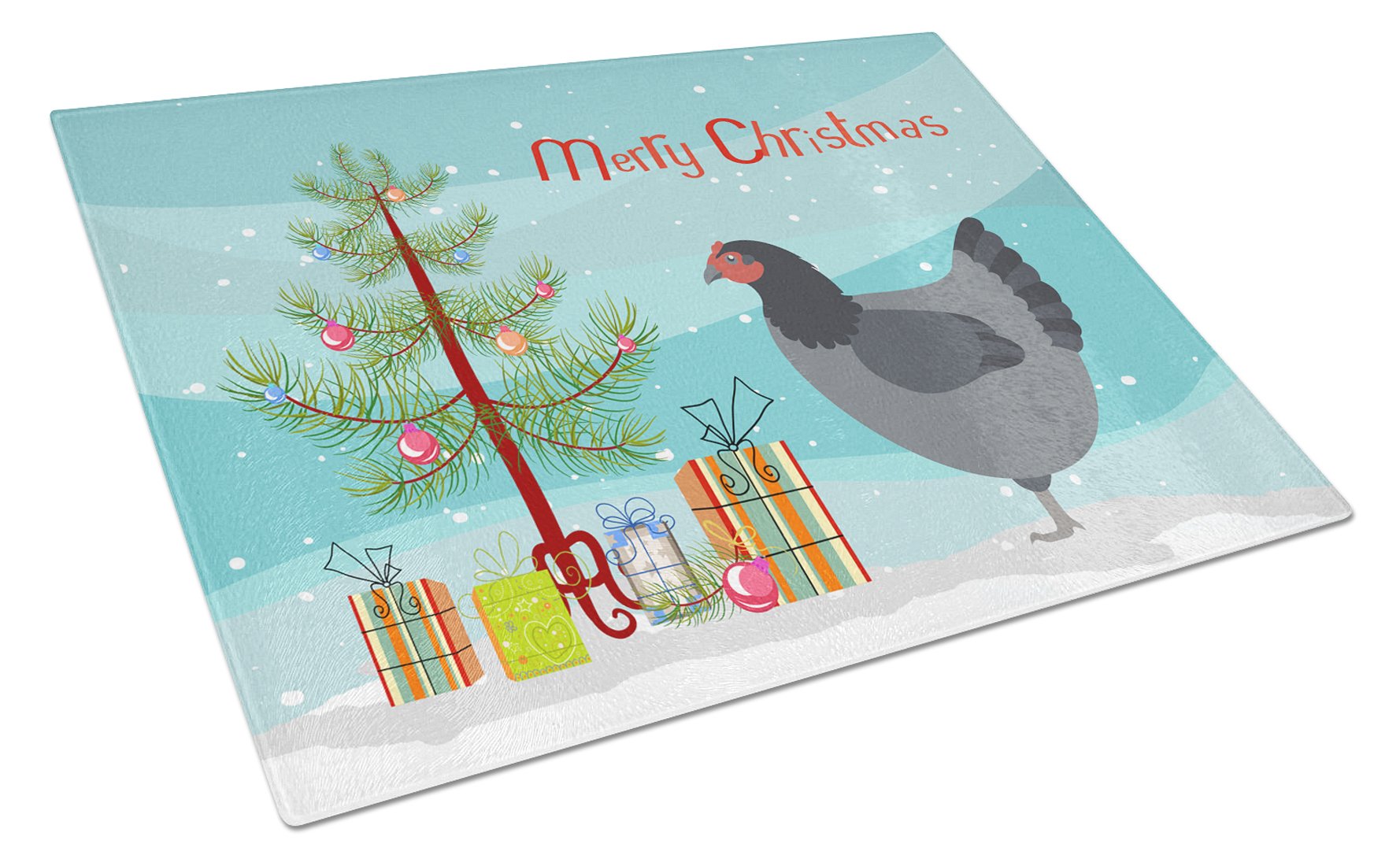 Jersey Giant Chicken Christmas Cutting Board Tempered Glass Kitchen Cutting Surface, Heat Resistant Chopping, Non-Slip Feet, Food Prep & Serving