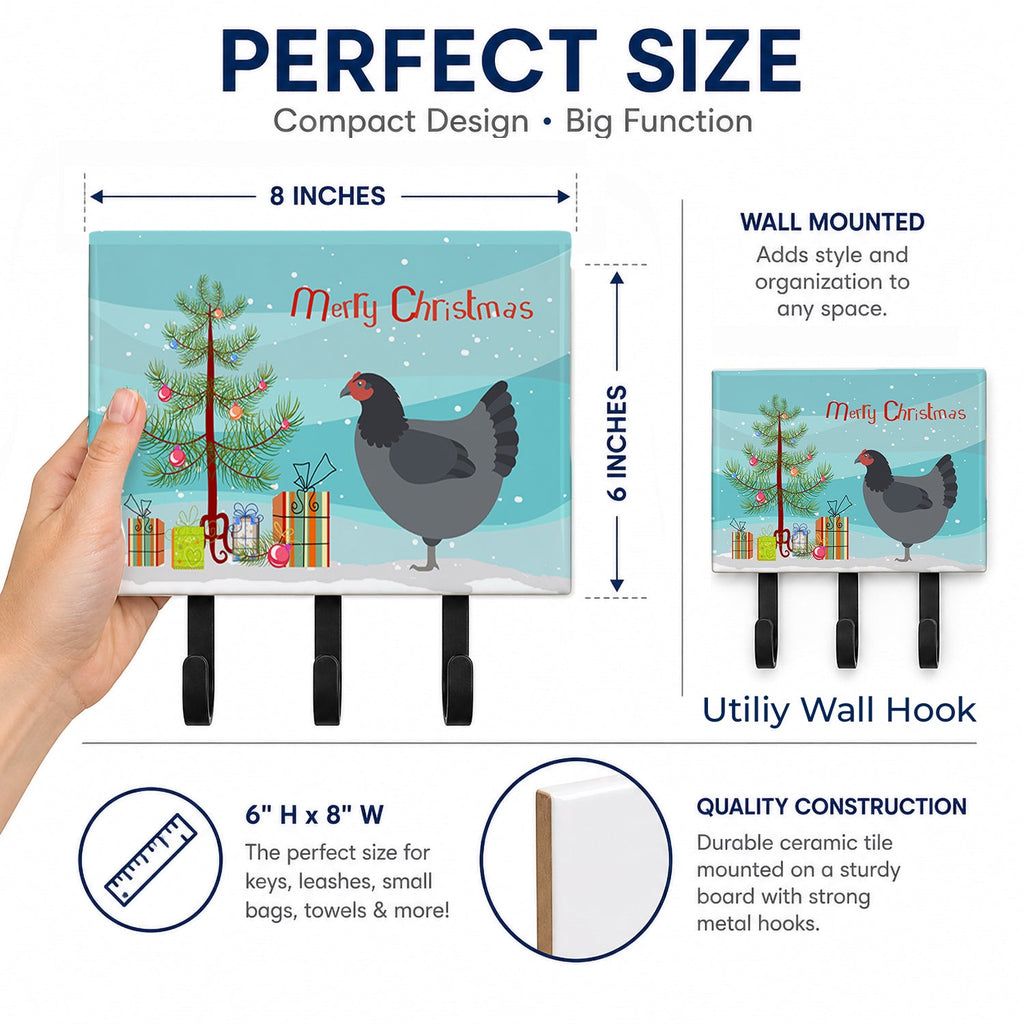 Jersey Giant Chicken Christmas Leash or Key Holder Wall Hooks, Coat Rack Wall Mount, for Hanging Keys, Towels, Aprons, Leashes