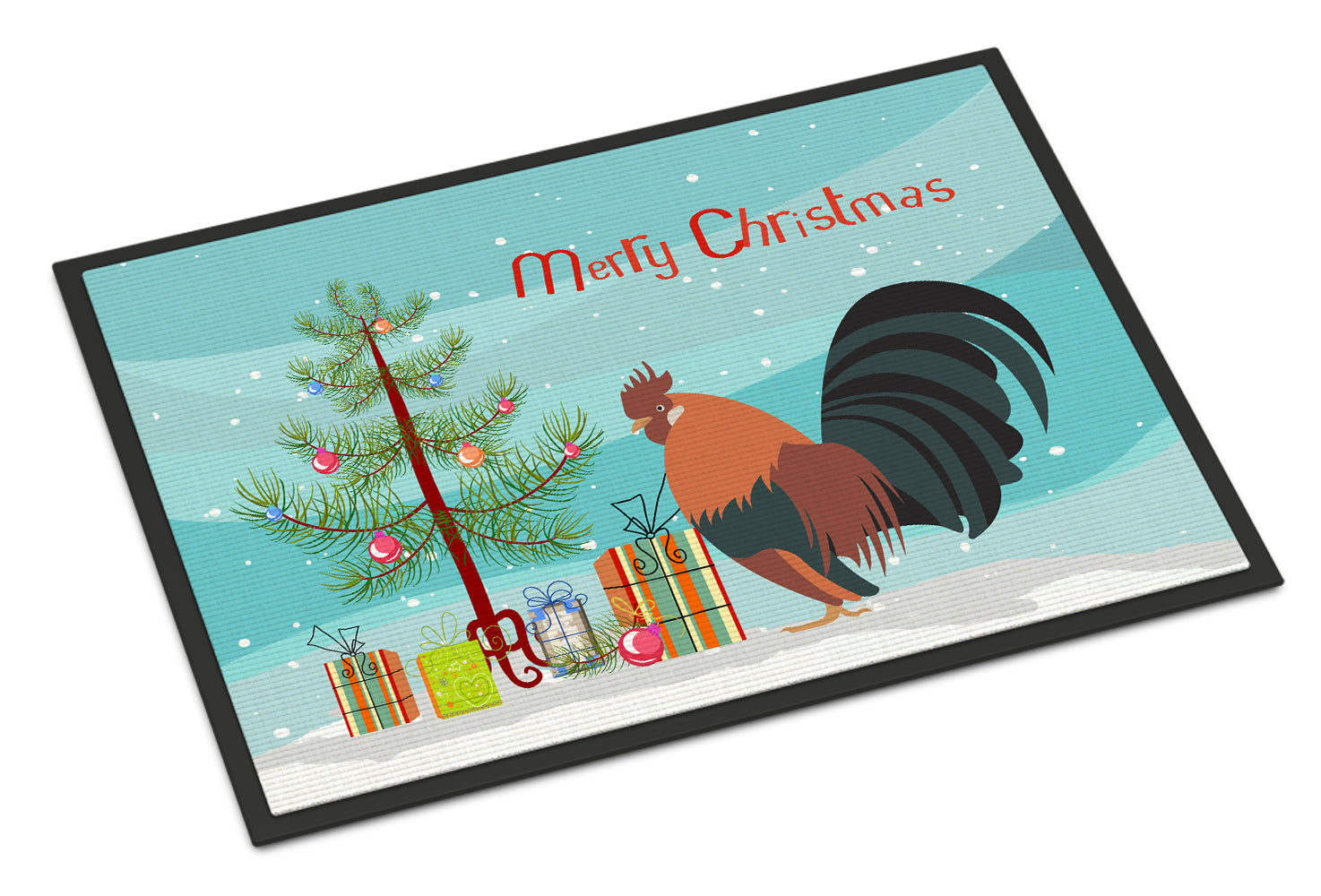 Dutch Bantam Chicken Christmas Doormat Indoor Outdoor 24H X 36W Front Door Mat Rugs for Entryway, Non Slip Washable Low Pile,