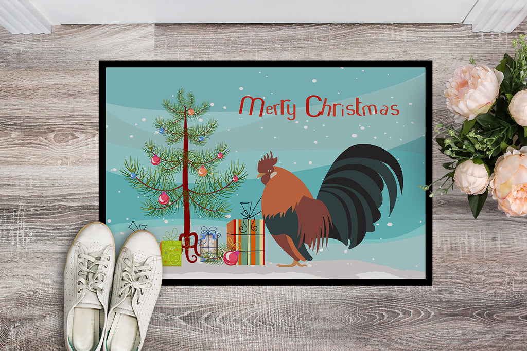 Dutch Bantam Chicken Christmas Doormat Indoor Outdoor 24H X 36W Front Door Mat Rugs for Entryway, Non Slip Washable Low Pile,