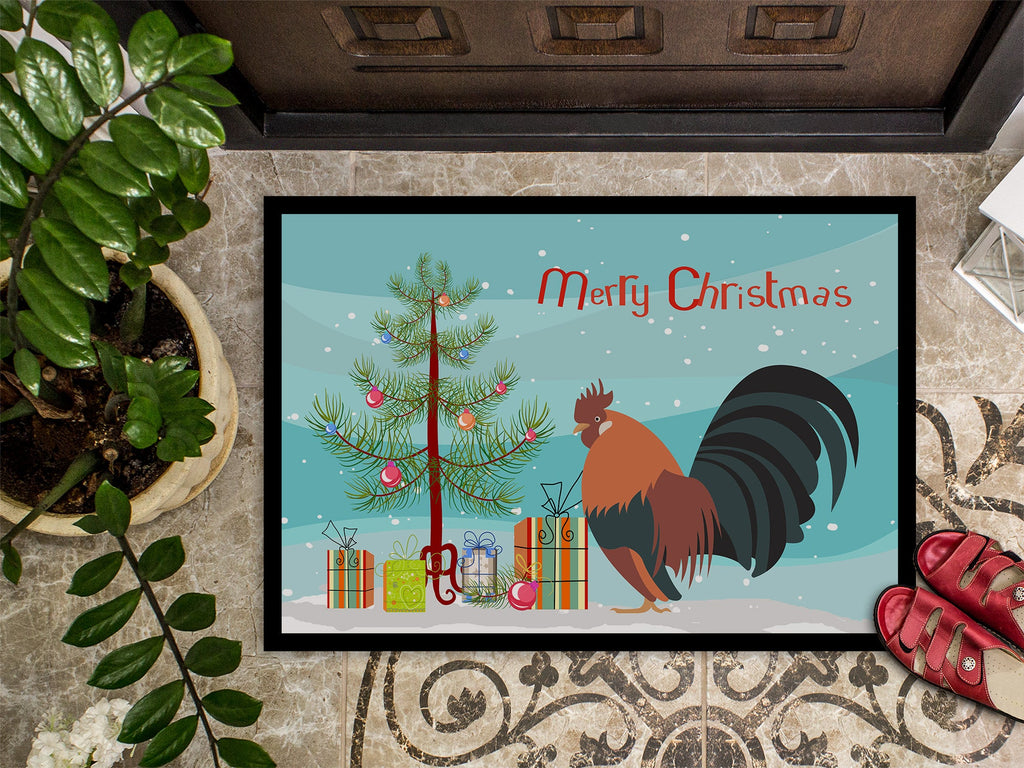 Dutch Bantam Chicken Christmas Doormat Indoor Outdoor 24H X 36W Front Door Mat Rugs for Entryway, Non Slip Washable Low Pile,