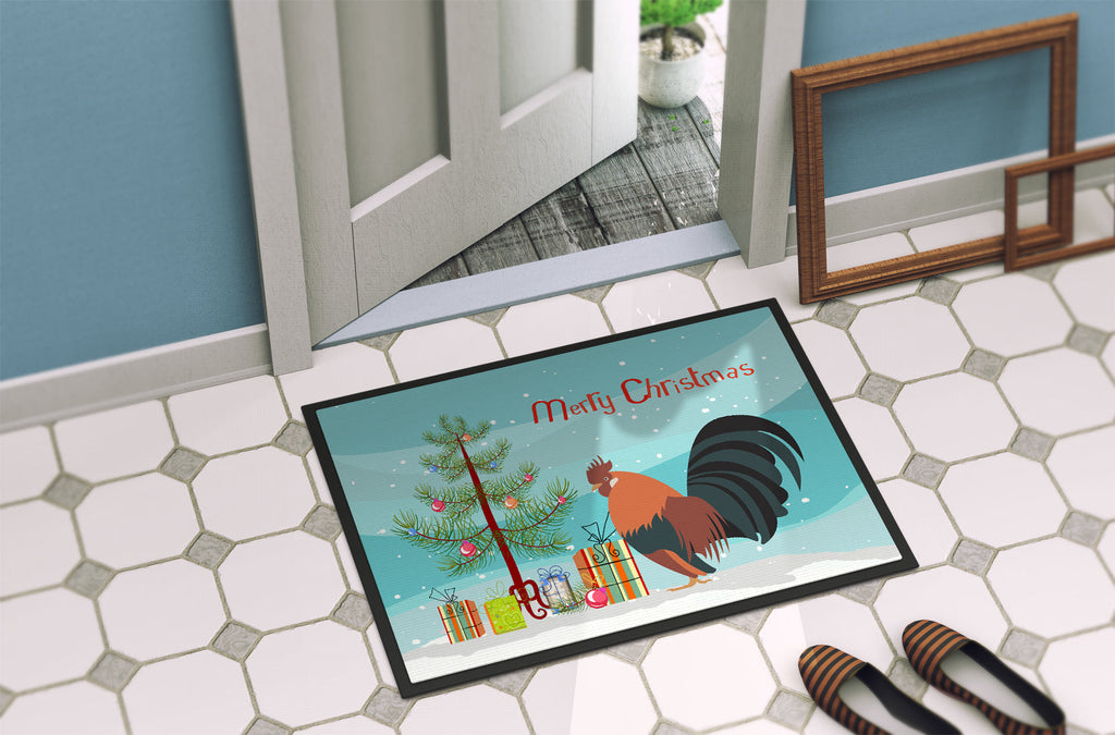 Dutch Bantam Chicken Christmas Doormat Indoor Outdoor 24H X 36W Front Door Mat Rugs for Entryway, Non Slip Washable Low Pile,