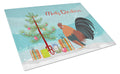 Dutch Bantam Chicken Christmas Cutting Board Tempered Glass Kitchen Cutting Surface, Heat Resistant Chopping, Non-Slip Feet, Food Prep & Serving