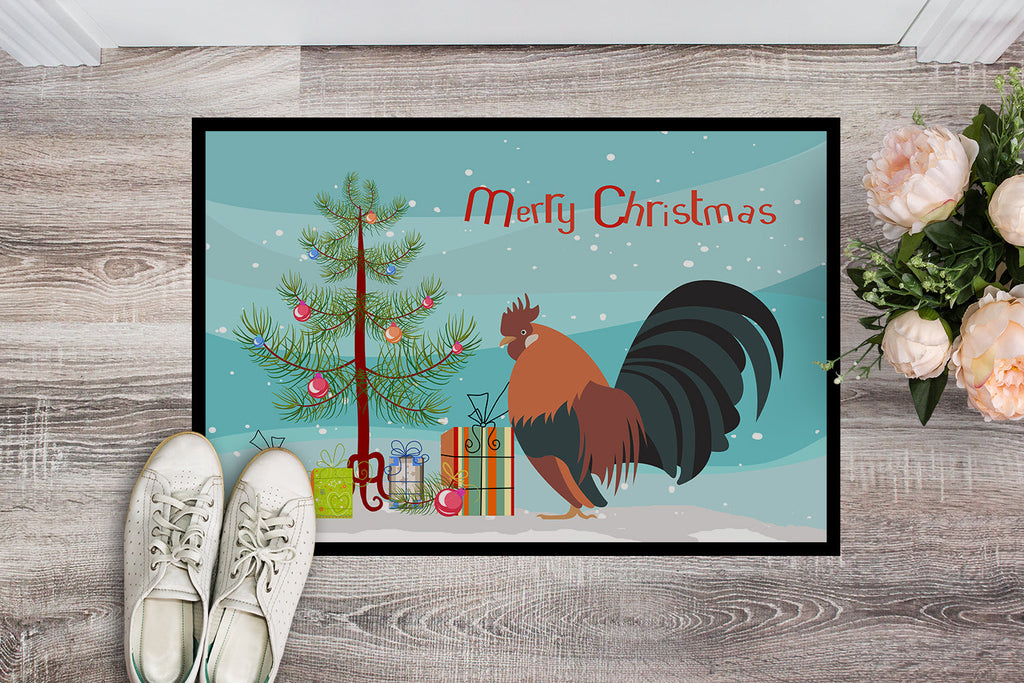 Dutch Bantam Chicken Christmas Doormat Indoor Outdoor 18H X 27W Front Door Mat Rugs for Entryway, Non Slip Washable