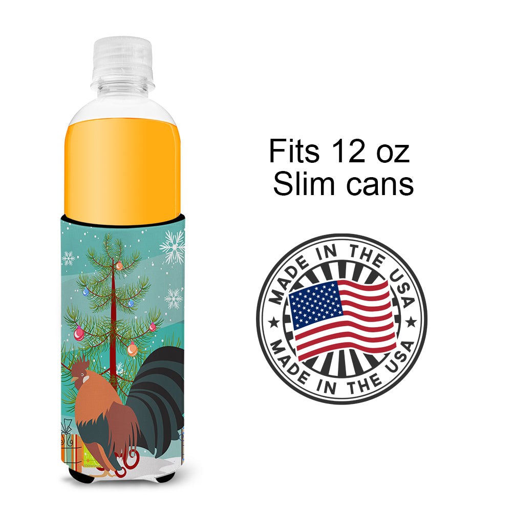Dutch Bantam Chicken Christmas Slim Can Hugger , Insulated Foam Hugger for 12 oz Slim Cans, Beer Bottles & Water Bottles, Printed in USA