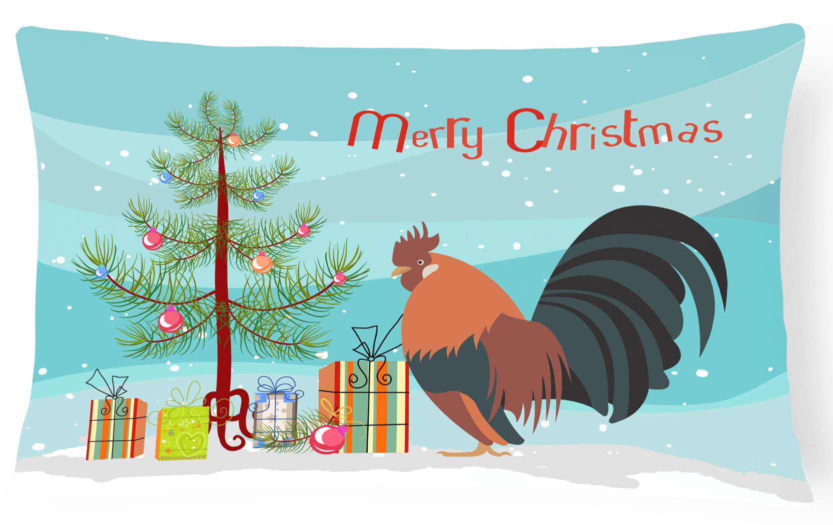 Dutch Bantam Chicken Christmas Decorative Throw Pillow 12x16 Indoor Outdoor Accent Cushion, Fabric Cover with Insert for Sofa, Bed, Porch & Living Room