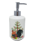 Dutch Bantam Chicken Christmas Ceramic Soap Dispenser , Empty Refillable Hand Soap Pump Bottle for Bathroom Kitchen