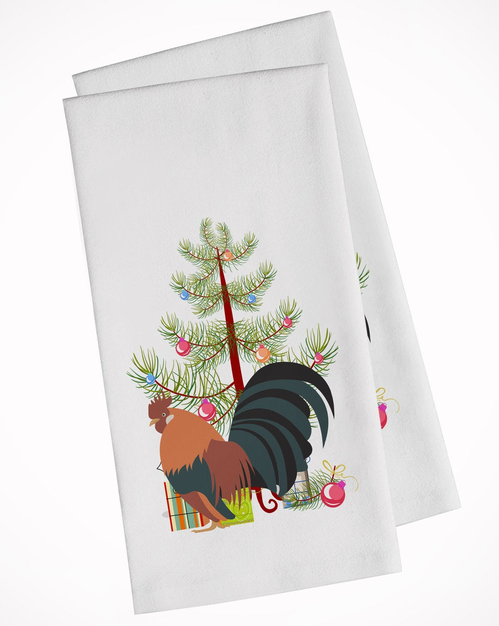 Dutch Bantam Chicken Christmas Kitchen Towel Set of 2 White Dish Towels Decorative Bathroom Hand towel for Hand, Face, Hair, Yoga, Tea, Dishcloth, 19 X 28", White