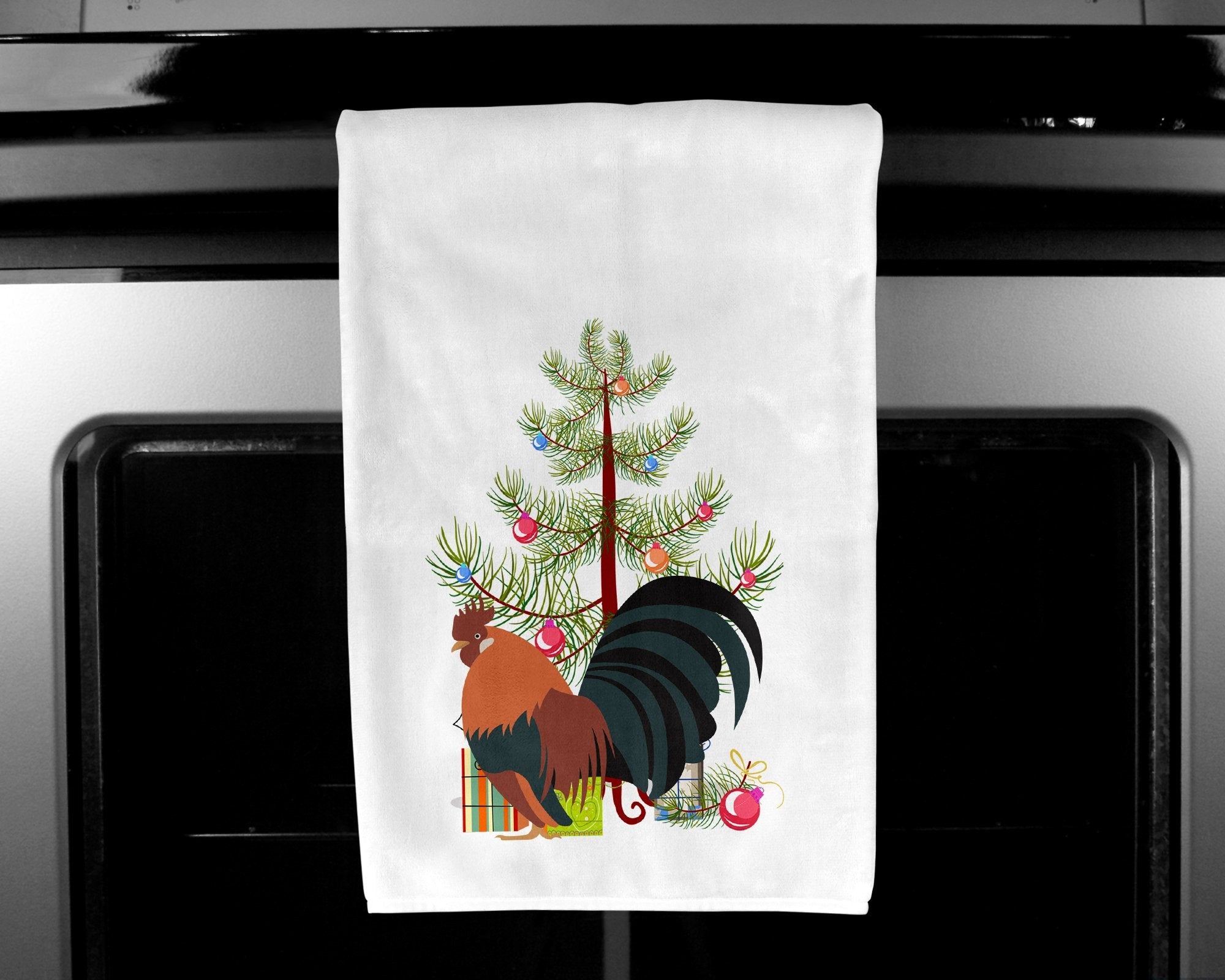 Dutch Bantam Chicken Christmas Kitchen Towel Set of 2 White Dish Towels Decorative Bathroom Hand towel for Hand, Face, Hair, Yoga, Tea, Dishcloth, 19 X 28", White