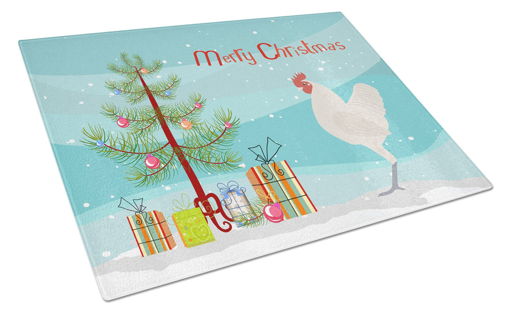 German Langshan Chicken Christmas Cutting Board Tempered Glass Kitchen Cutting Surface, Heat Resistant Chopping, Non-Slip Feet, Food Prep & Serving