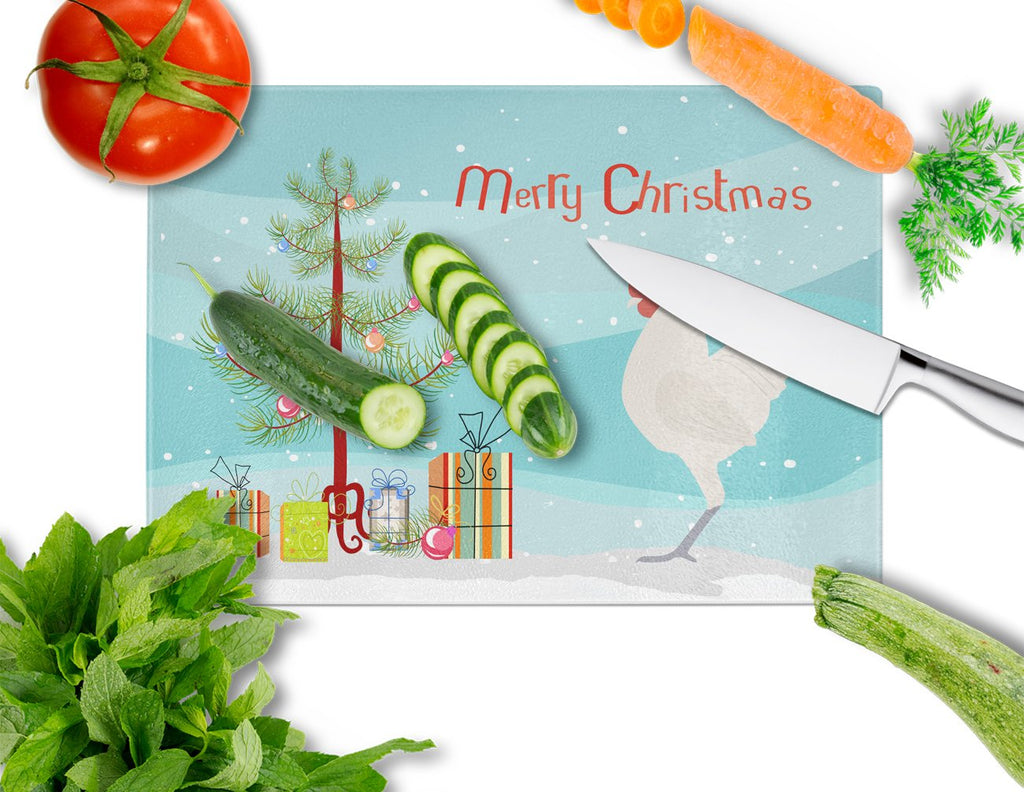 German Langshan Chicken Christmas Cutting Board Tempered Glass Kitchen Cutting Surface, Heat Resistant Chopping, Non-Slip Feet, Food Prep & Serving