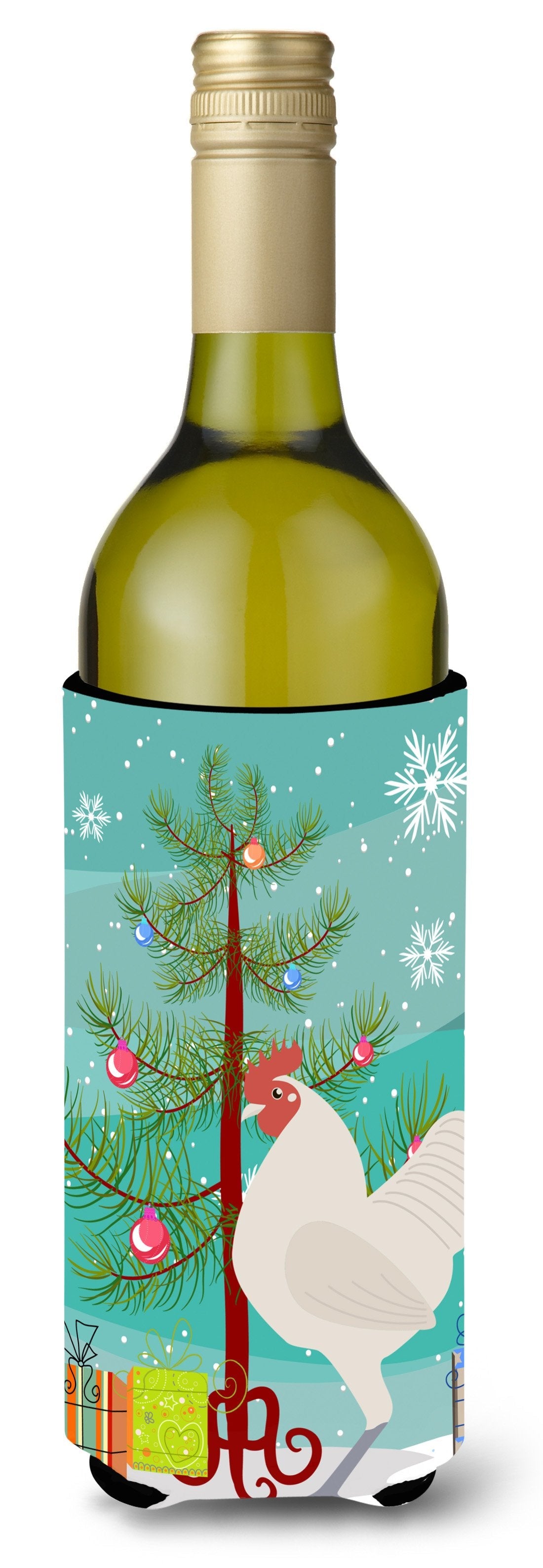 German Langshan Chicken Christmas Wine Bottle Hugger Gift Sleeve for Standard 750 ml Bottles, Insulated Reusable Also Fits Mini Shot & Pint Bottles