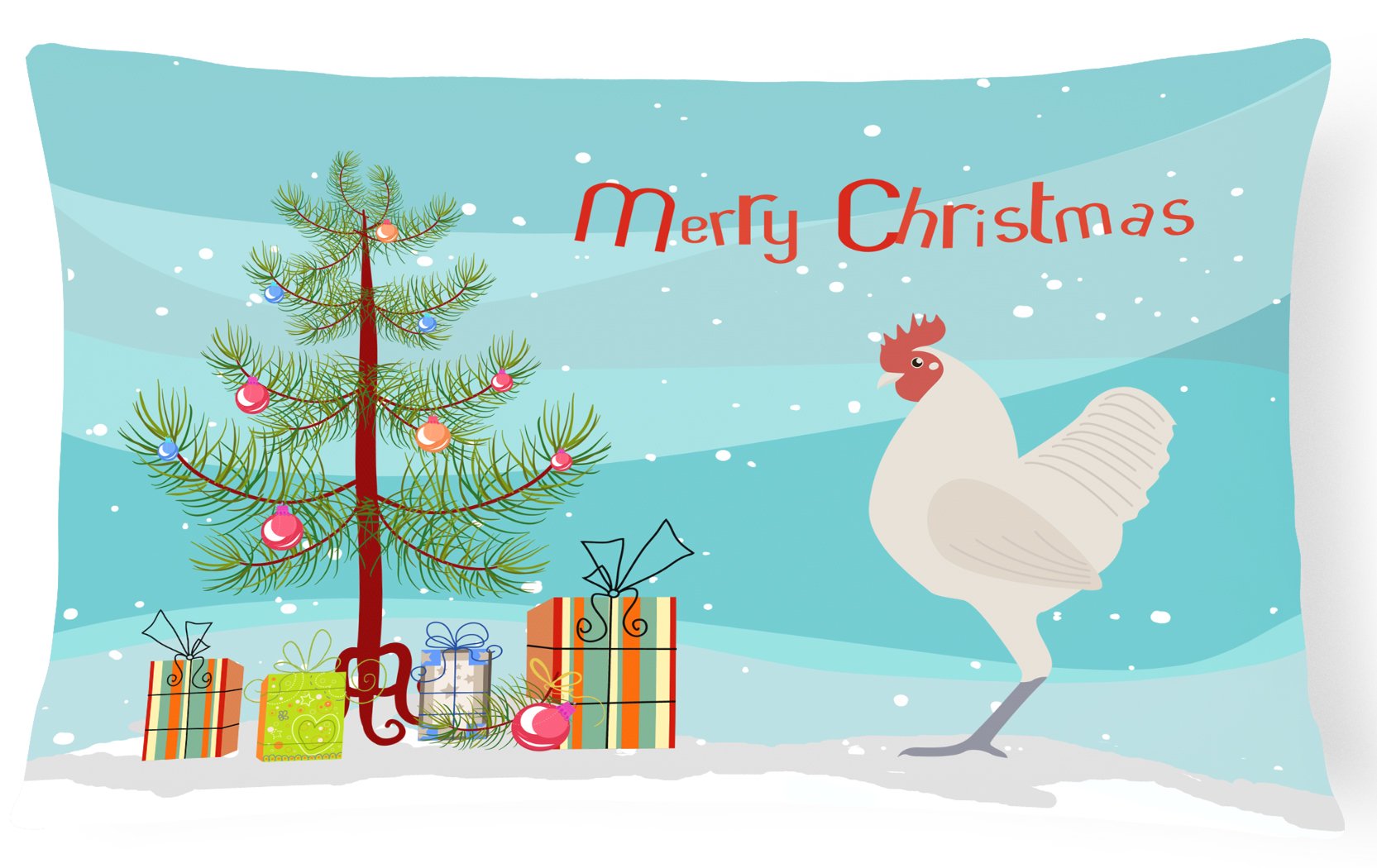German Langshan Chicken Christmas Decorative Throw Pillow 12x16 Indoor Outdoor Accent Cushion, Fabric Cover with Insert for Sofa, Bed, Porch & Living Room