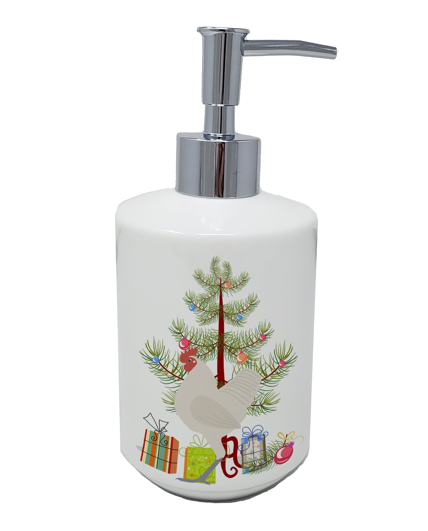 German Langshan Chicken Christmas Ceramic Soap Dispenser , Empty Refillable Hand Soap Pump Bottle for Bathroom Kitchen