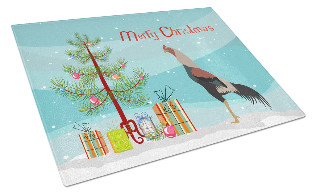 Kulang Chicken Christmas Cutting Board Tempered Glass Kitchen Cutting Surface, Heat Resistant Chopping, Non-Slip Feet, Food Prep & Serving