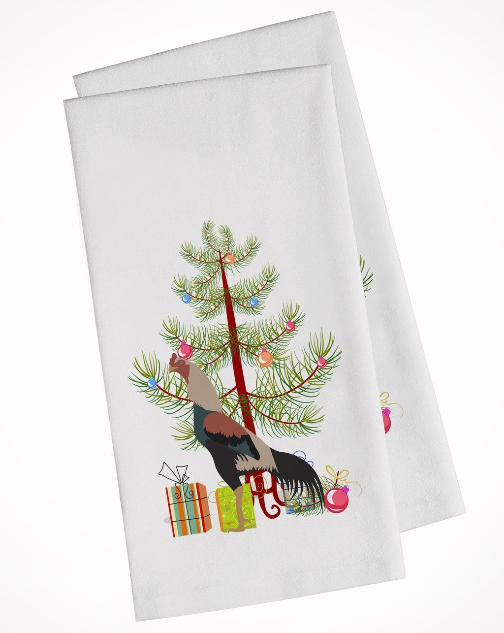 Kulang Chicken Christmas Kitchen Towel Set of 2 White Dish Towels Decorative Bathroom Hand towel for Hand, Face, Hair, Yoga, Tea, Dishcloth, 19 X 28", White