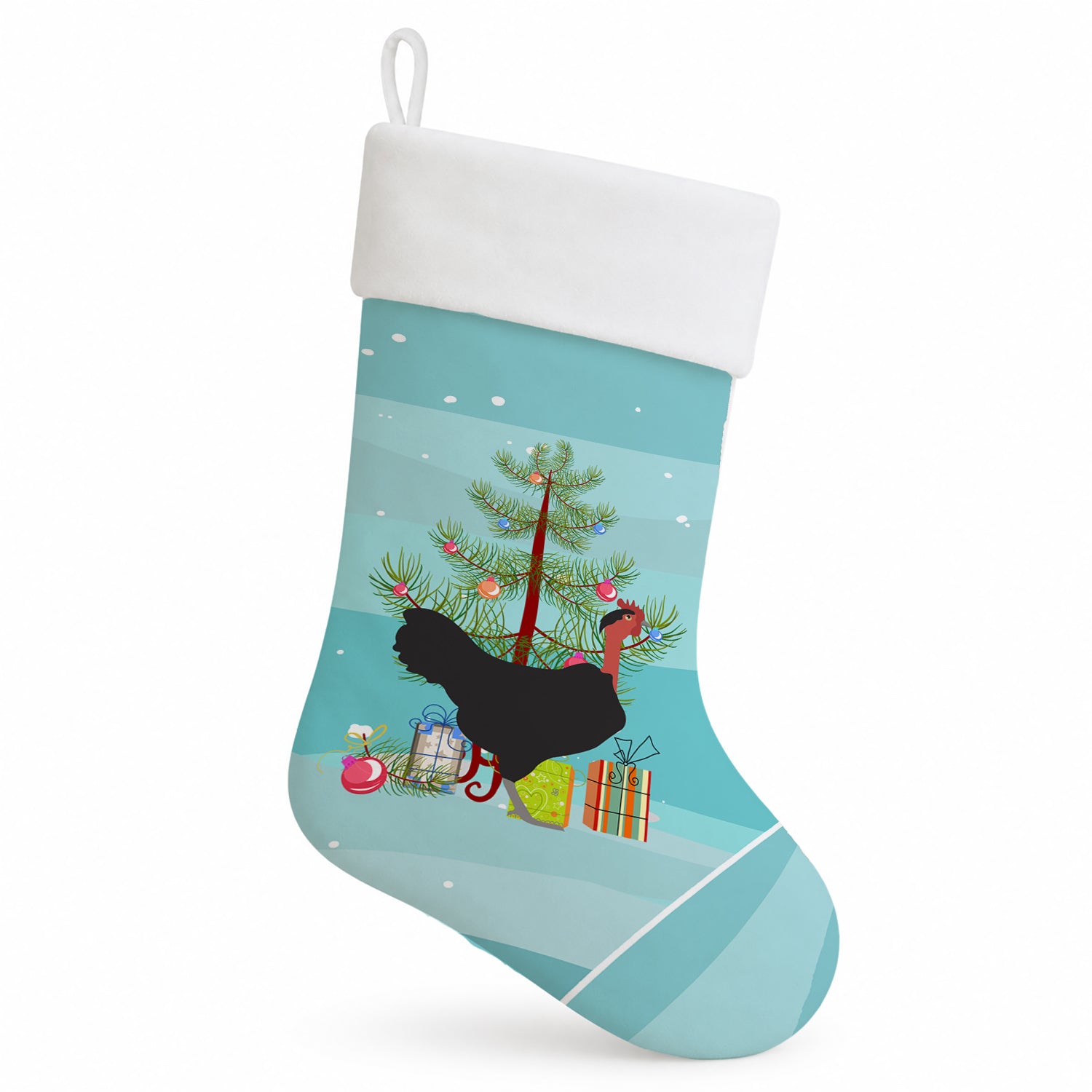 Naked Neck Chicken Christmas Holiday Stocking Double-Sided Print, Polyester Suede,11x18, Made in USA