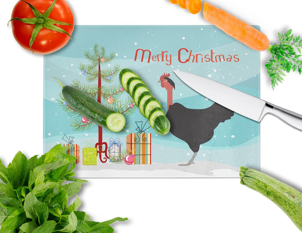 Naked Neck Chicken Christmas Cutting Board Tempered Glass Kitchen Cutting Surface, Heat Resistant Chopping, Non-Slip Feet, Food Prep & Serving