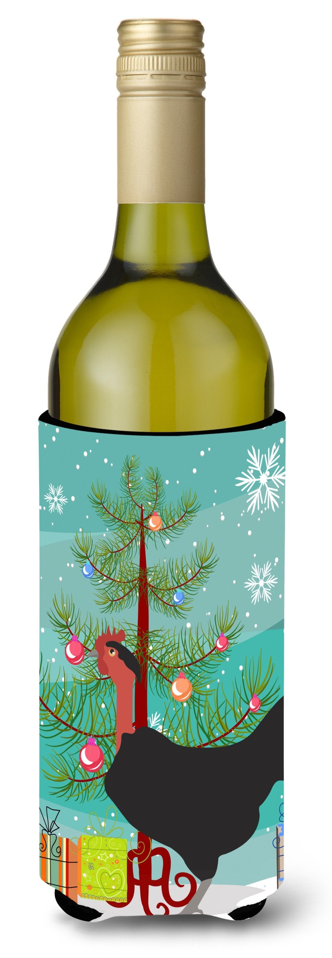 Naked Neck Chicken Christmas Wine Bottle Hugger Gift Sleeve for Standard 750 ml Bottles, Insulated Reusable Also Fits Mini Shot & Pint Bottles
