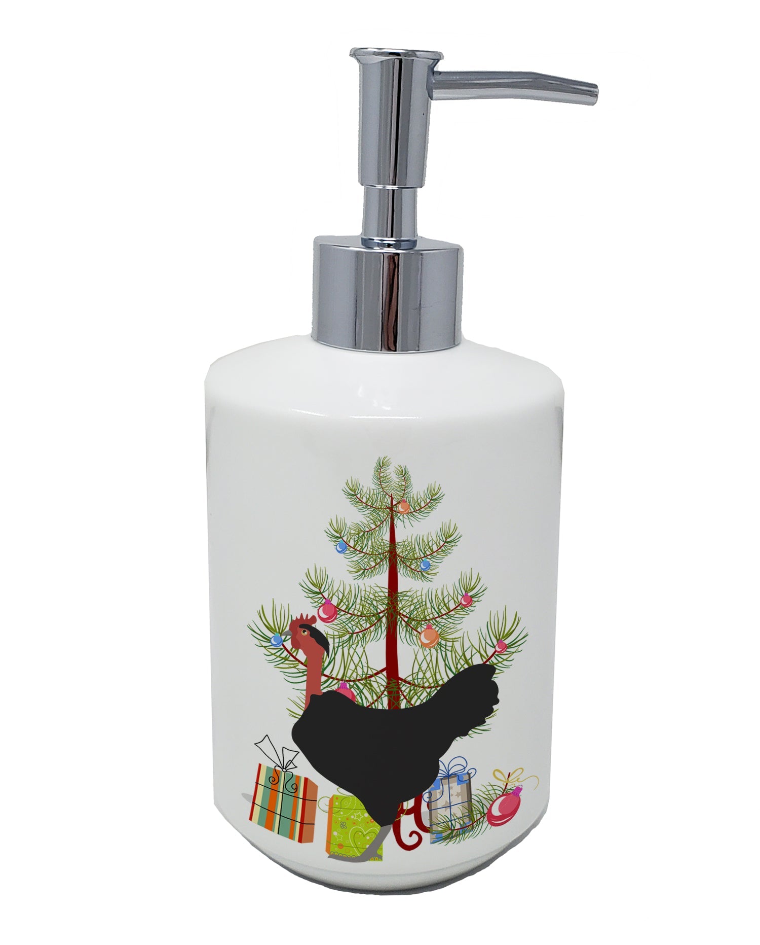 Naked Neck Chicken Christmas Ceramic Soap Dispenser , Empty Refillable Hand Soap Pump Bottle for Bathroom Kitchen