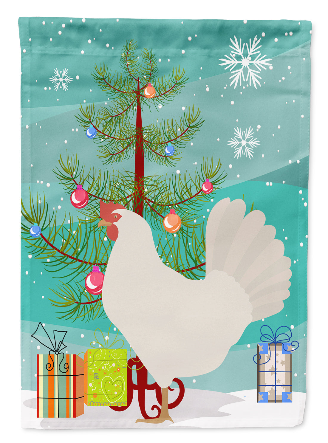 Leghorn Chicken Christmas House Flag 28x40 Porch Sleeve Pole Decorative Outside Yard Banner Artwork Wall Hanging, Polyester