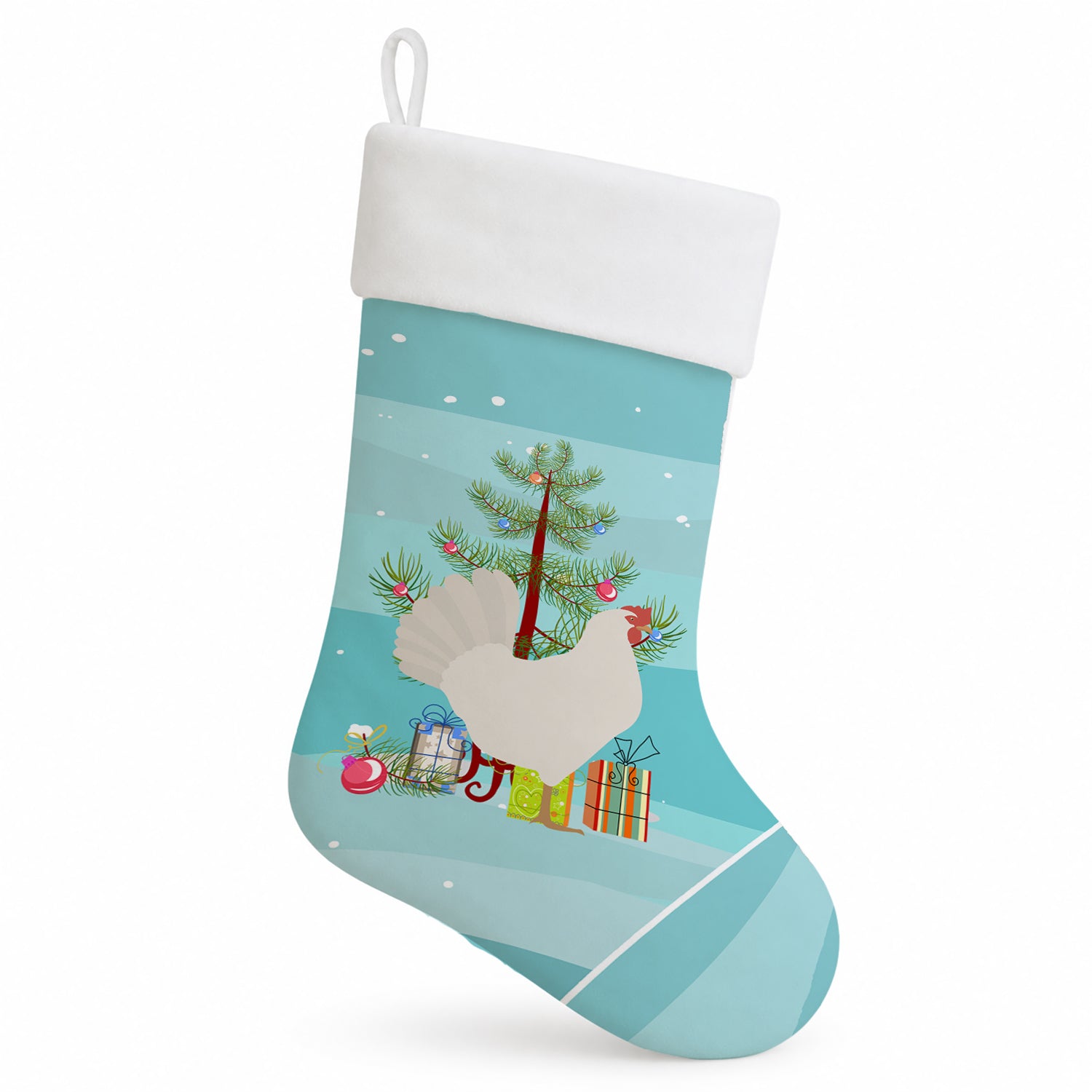 Leghorn Chicken Christmas Holiday Stocking Double-Sided Print, Polyester Suede,11x18, Made in USA