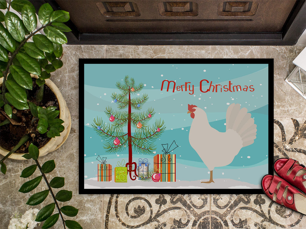 Leghorn Chicken Christmas Doormat Indoor Outdoor 24H X 36W Front Door Mat Rugs for Entryway, Non Slip Washable Low Pile,