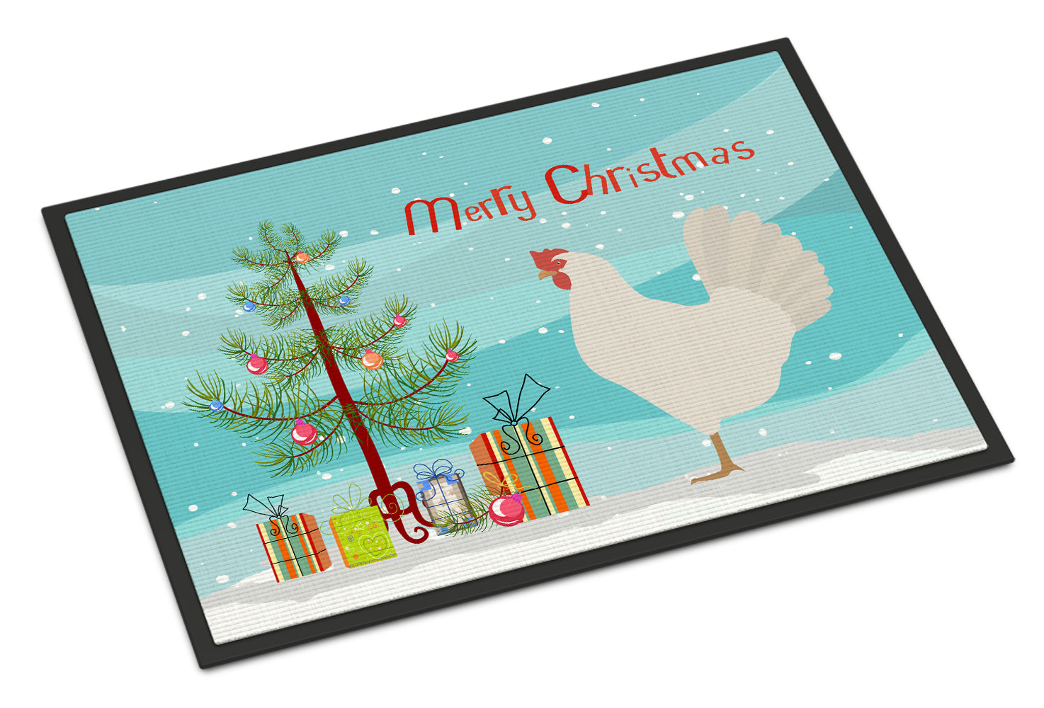 Leghorn Chicken Christmas Doormat Indoor Outdoor 18H X 27W Front Door Mat Rugs for Entryway, Non Slip Washable
