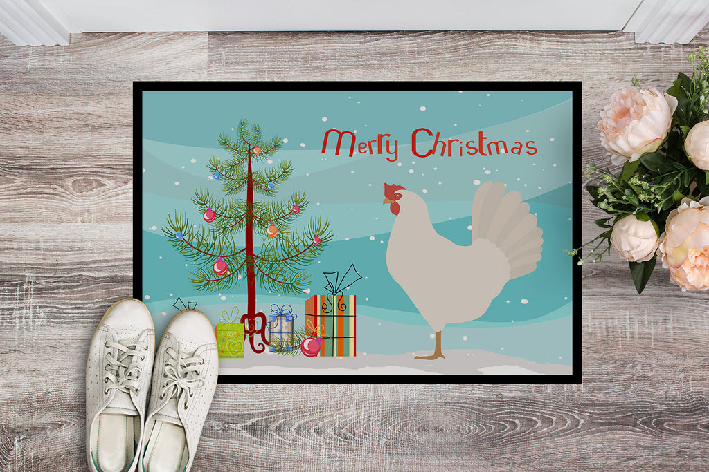 Leghorn Chicken Christmas Doormat Indoor Outdoor 18H X 27W Front Door Mat Rugs for Entryway, Non Slip Washable